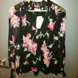 NWT A.L.C. Black Floral blouse, sz 6